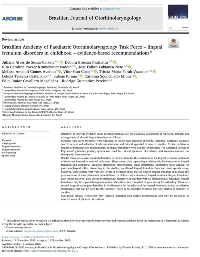 Task Force sobre Anquiloglossia (língua presa)